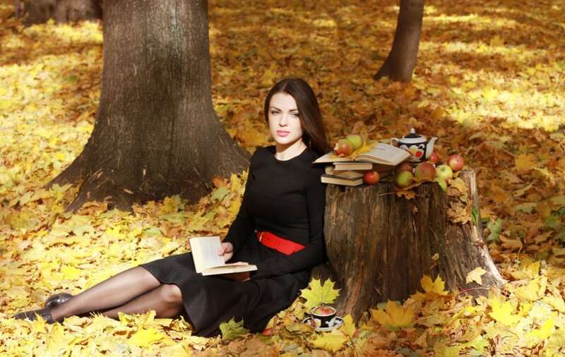 Woman Reading in Autumn