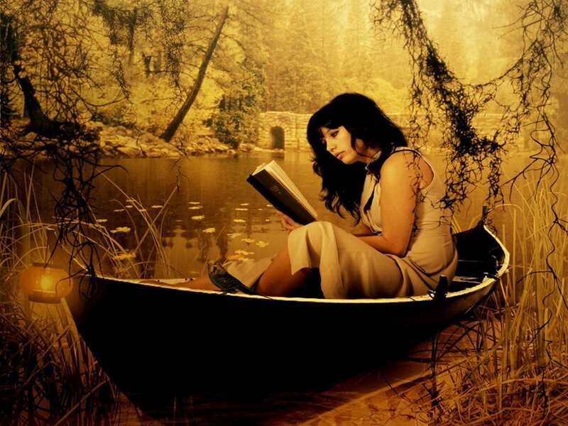 Woman Reading in Boat
