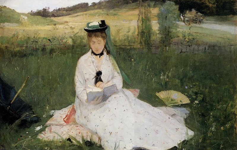 Woman Reading in Field — Green