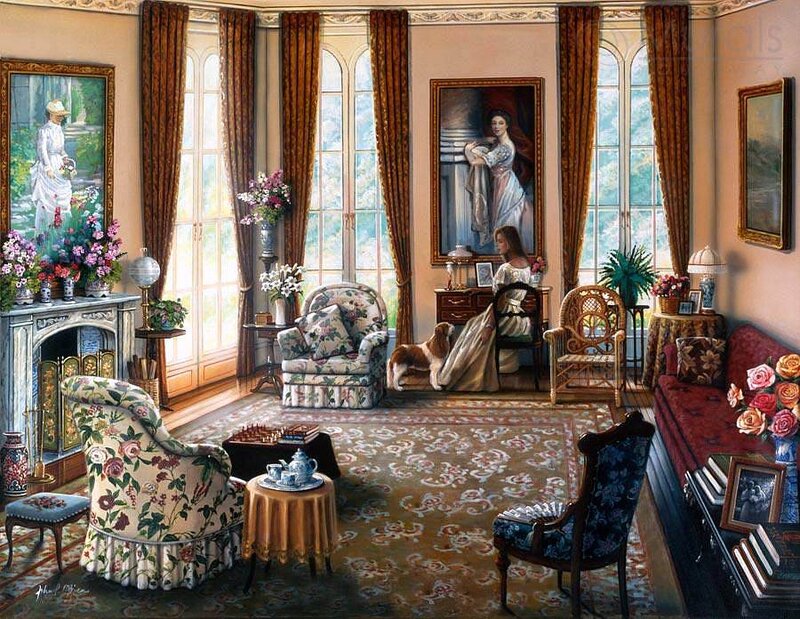 Woman Reading in Parlor