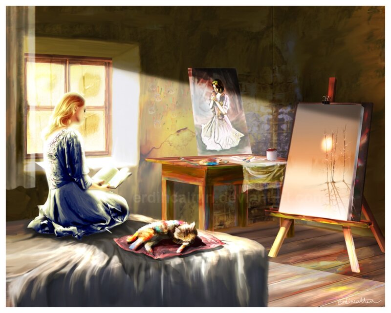 Woman Reading in Room
