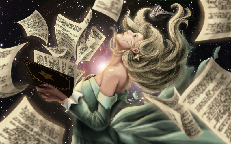Woman Reading in Space