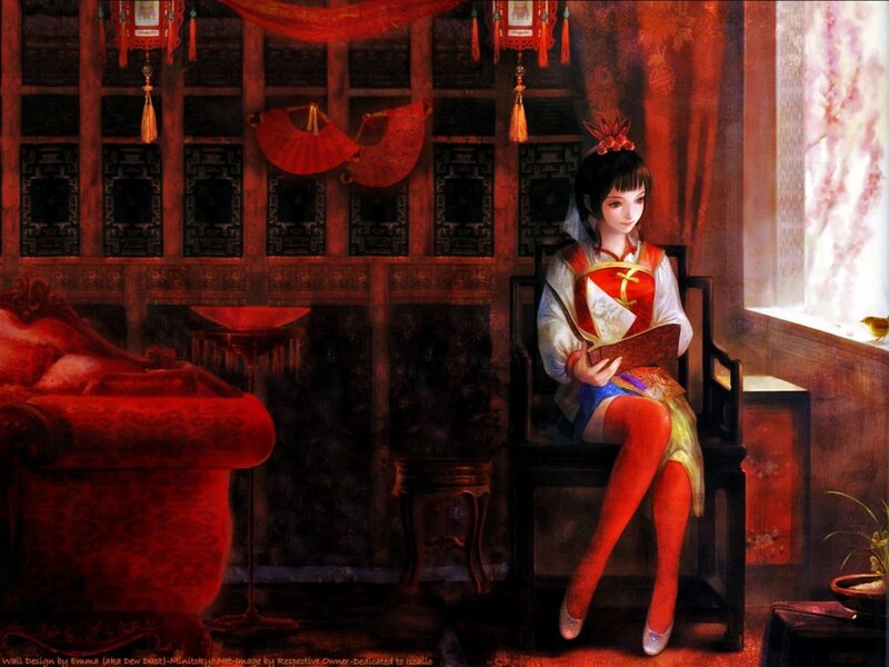 woman reading in traditional room