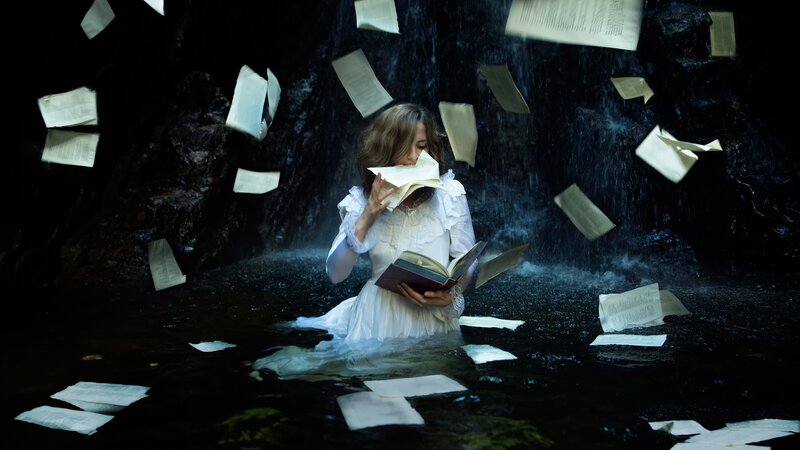 Woman Reading in Water