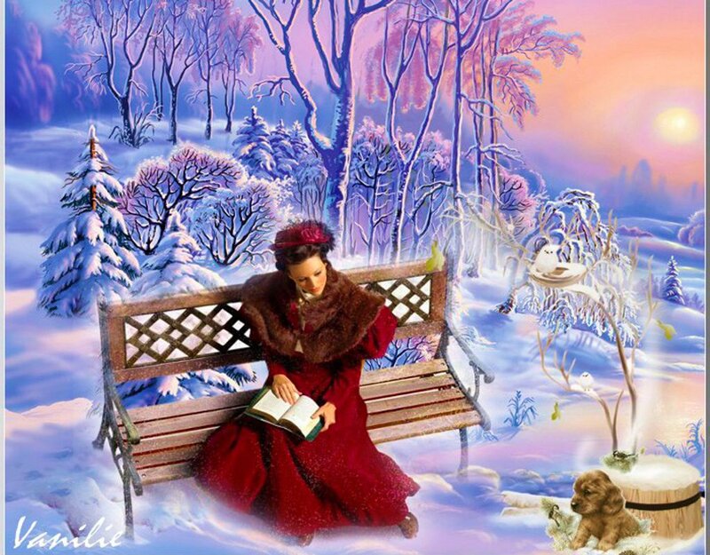 Woman Reading in Winter