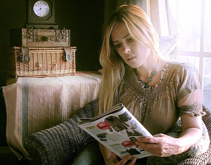 Woman Reading Magazine — Brown