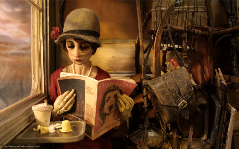 Woman reading magazine on train