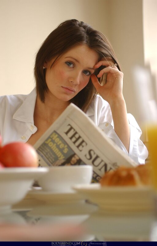 Woman Reading Newspaper — White, Calm