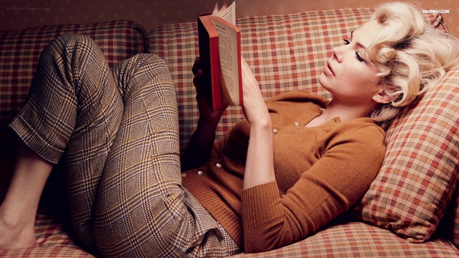 Woman reading on a couch
