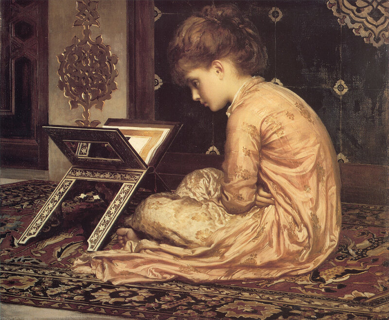 Woman reading on a rug