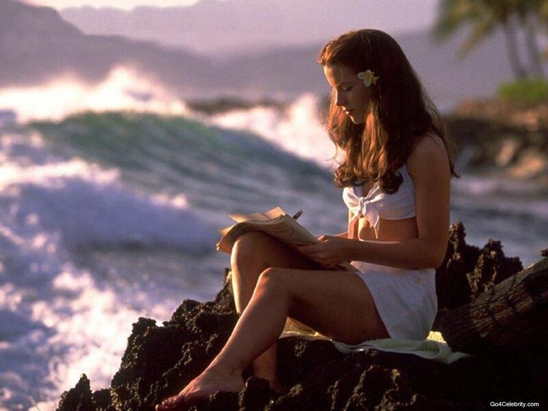 Woman Reading on Beach — White, Serene