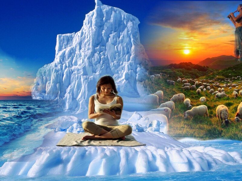 Woman Reading on Iceberg