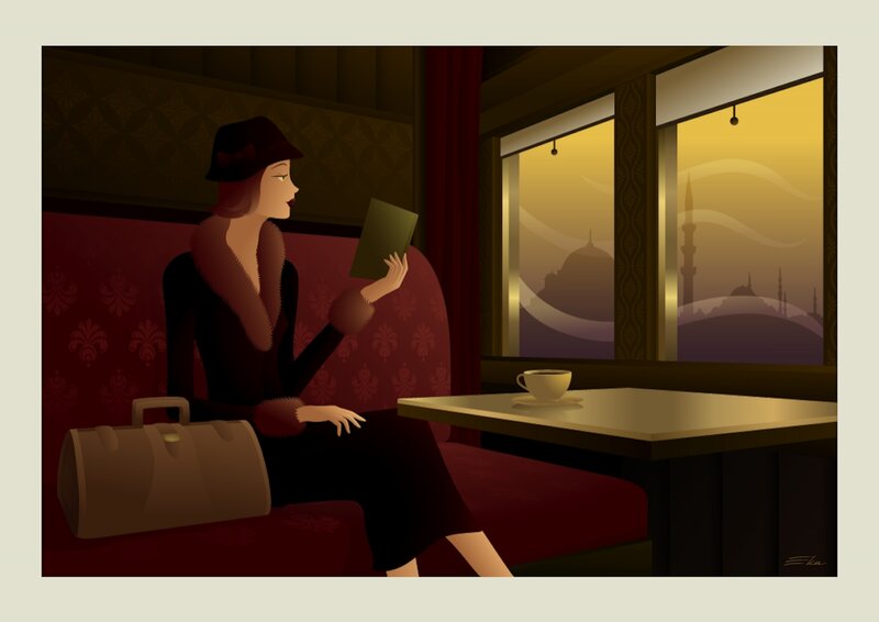Woman Reading on Train