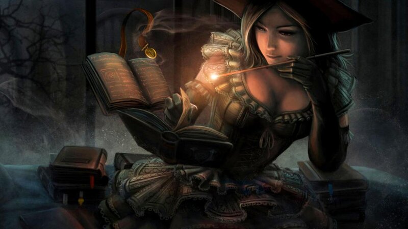 Woman Reading Spellbook — Brown