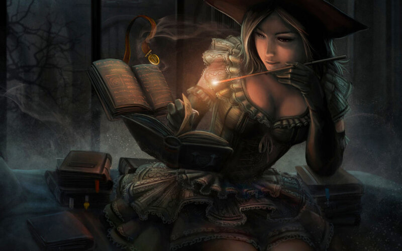 Woman Reading Spellbook