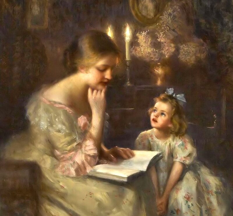 Woman Reading to Child — Brown