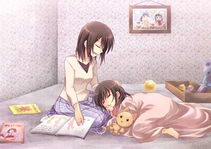 Woman Reading to Child — Pink