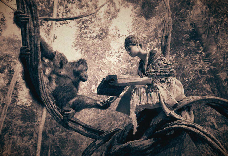Woman Reading with Monkey