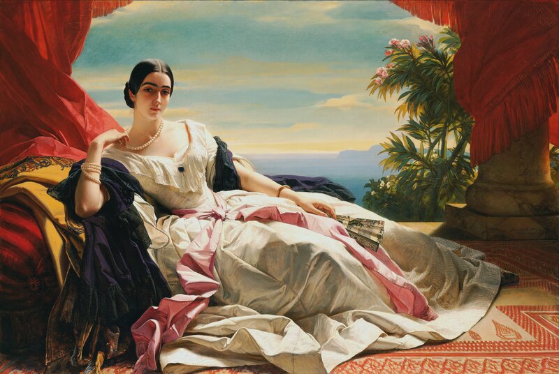 Woman Reclining on Couch — White