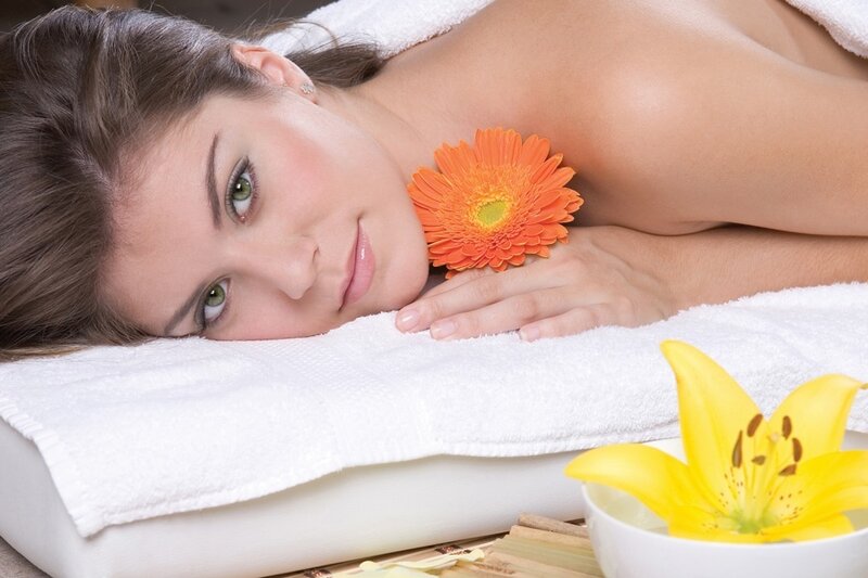 Woman relaxing at spa