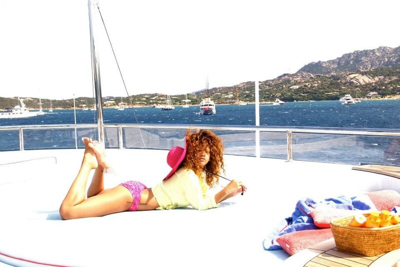 Woman relaxing on a yacht