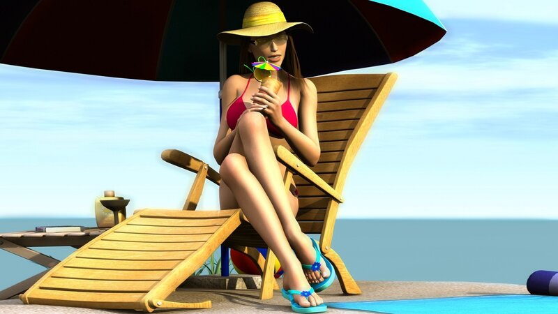 Woman relaxing on beach chair
