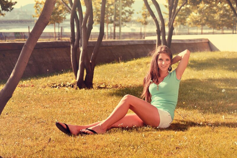 Woman relaxing on grass
