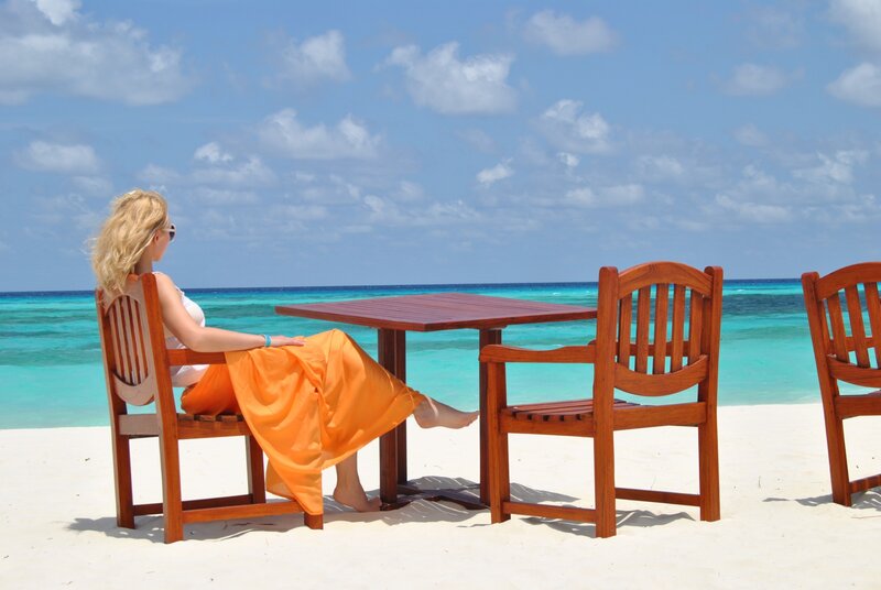 Woman relaxing on tropical beach