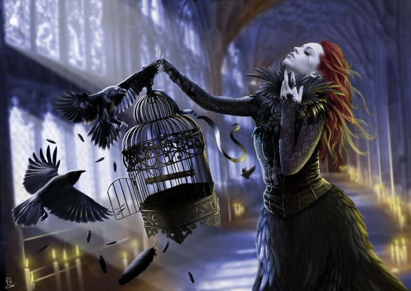 Woman Releasing Crows