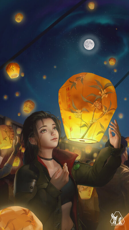 Woman Releasing Lantern