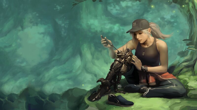 Woman Repairing Robot