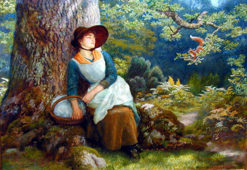 Woman resting in a forest