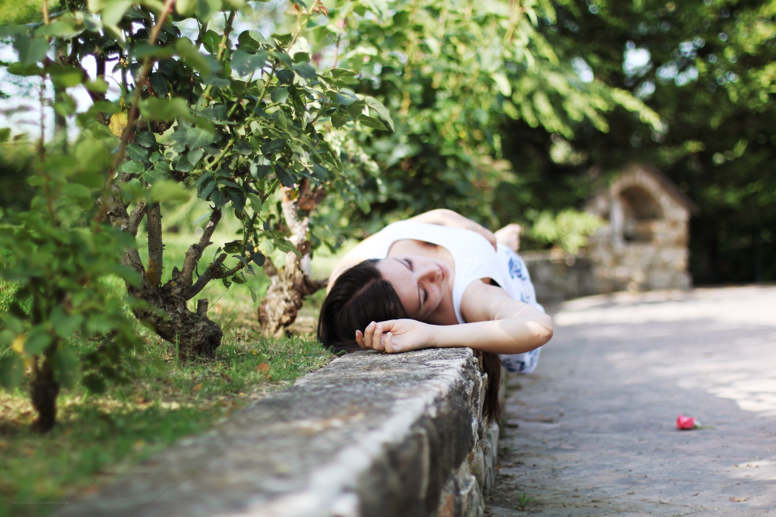 Woman resting in garden