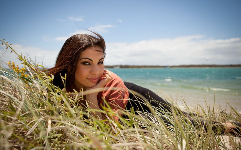 Woman resting on a beach