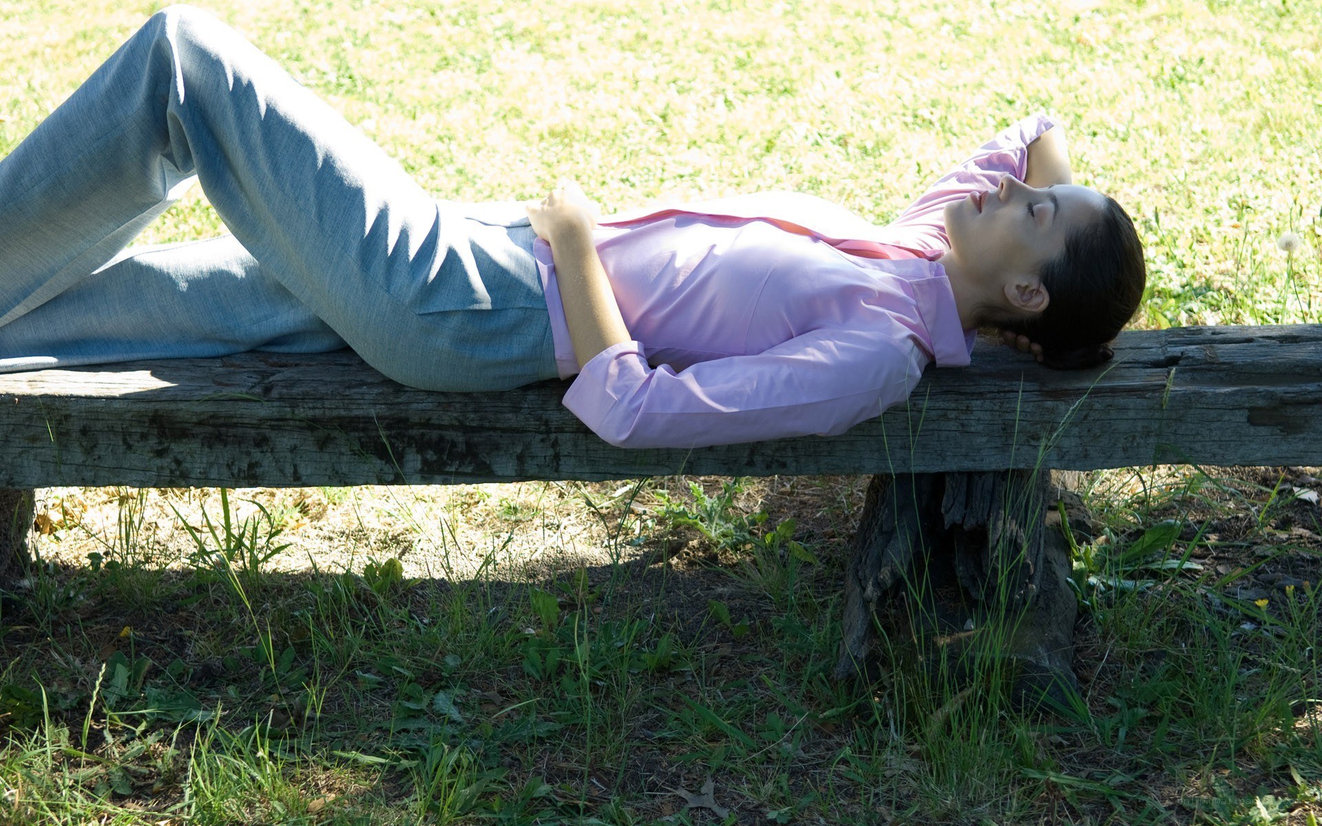 Woman resting on a bench
