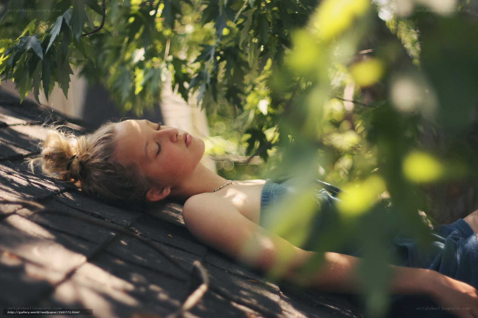 Woman resting on a roof