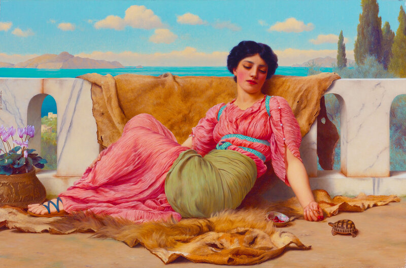 Woman Resting on Balcony — Pink