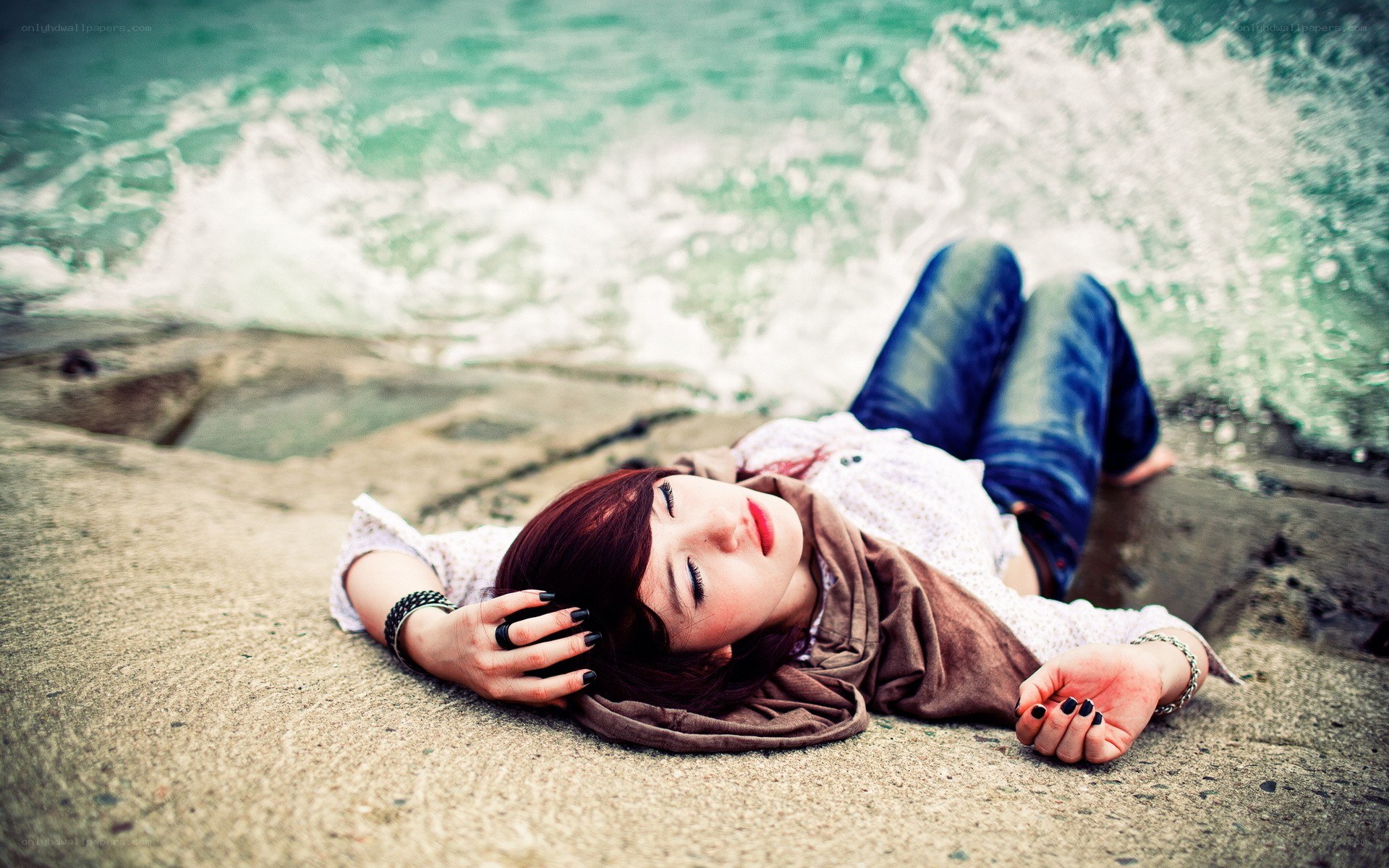 woman resting on beach