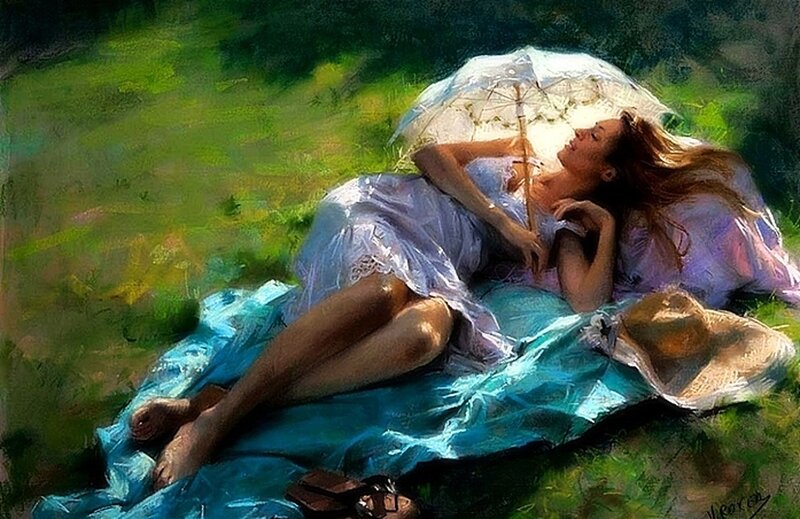 Woman Resting on Grass — Green, Serene