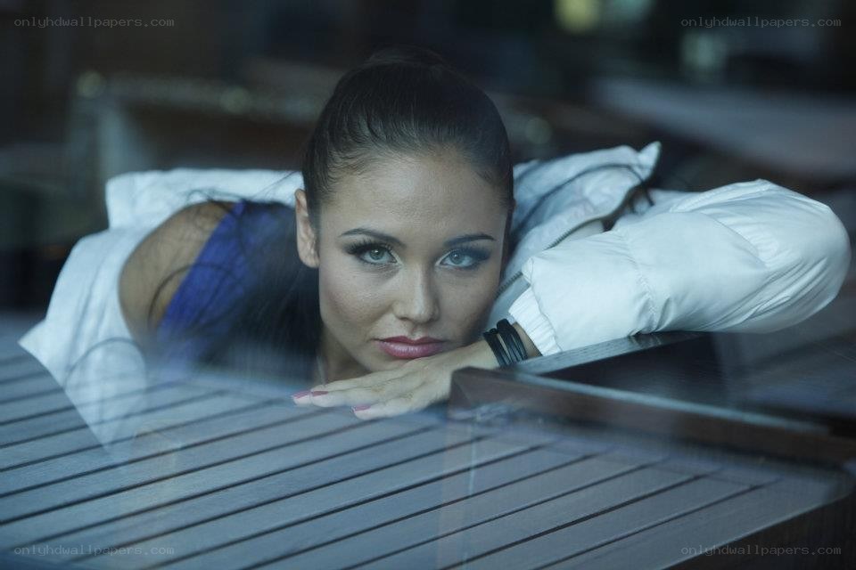 woman resting on table