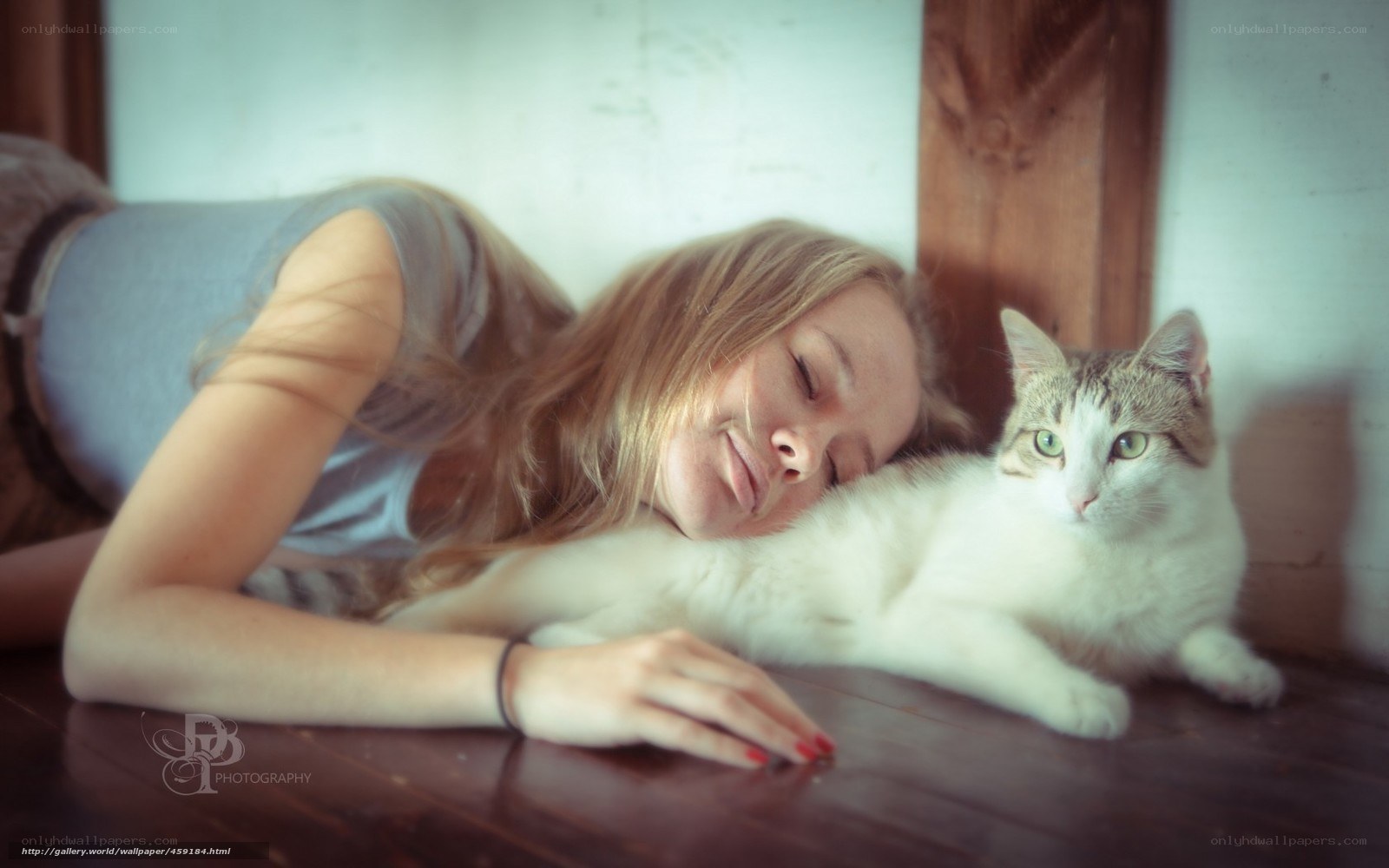 Woman resting with cat
