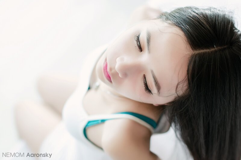 woman resting with eyes closed