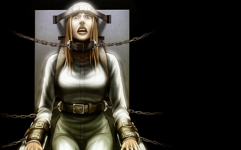 woman restrained in a chair