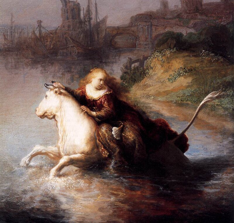 Woman Riding a Bull — Brown
