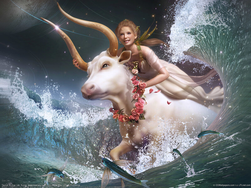 Woman Riding a Bull — White