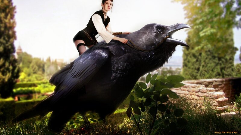 Woman Riding a Crow