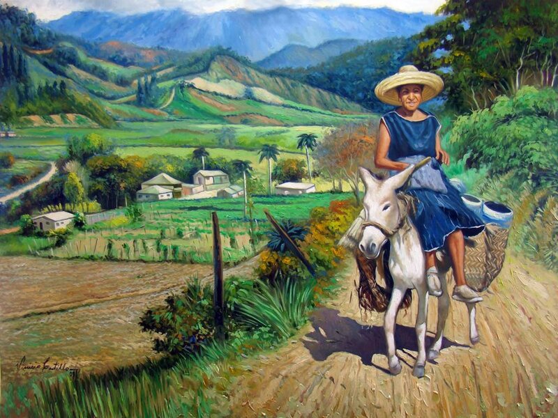 Woman Riding a Donkey