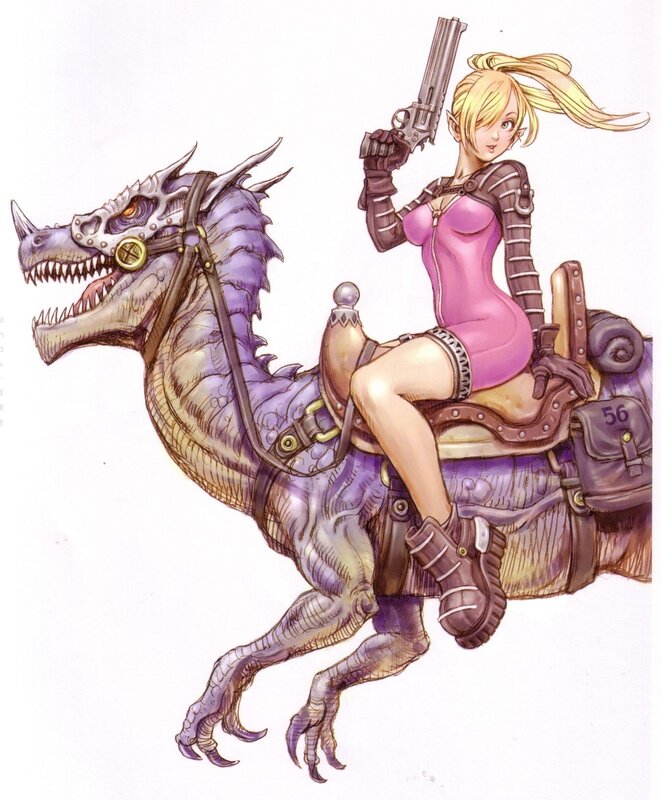 woman riding a dragon