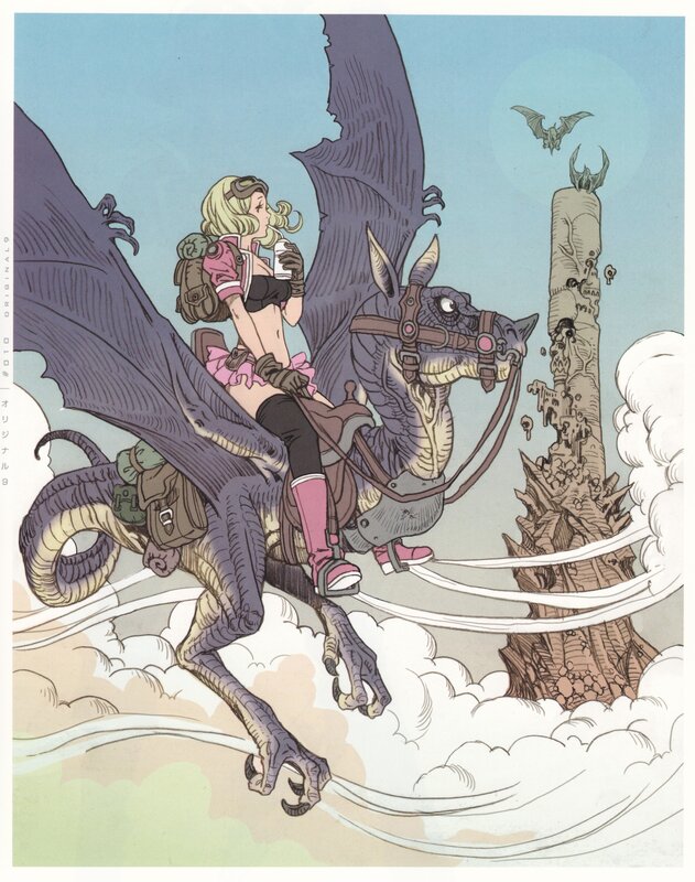 Woman riding a dragon