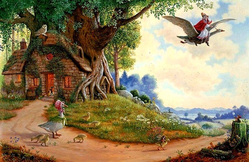 Woman Riding a Goose